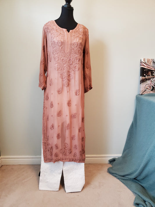 Dusty Rose Viscose Kurti & Pant Set