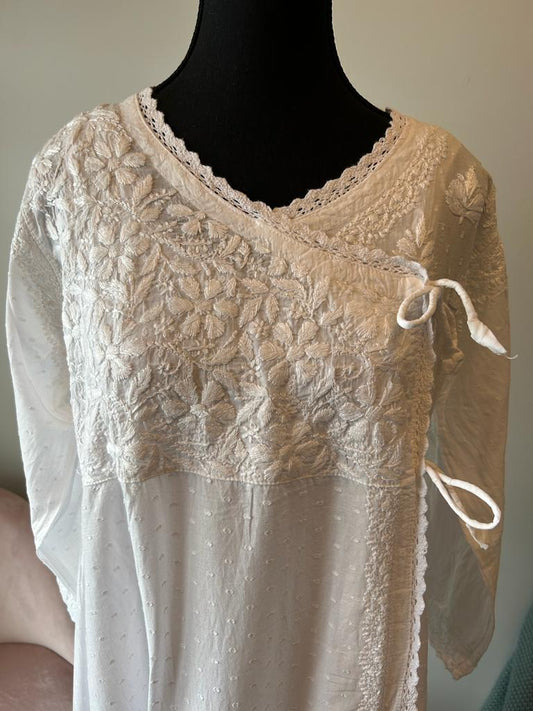 White Angarkha Style Gown